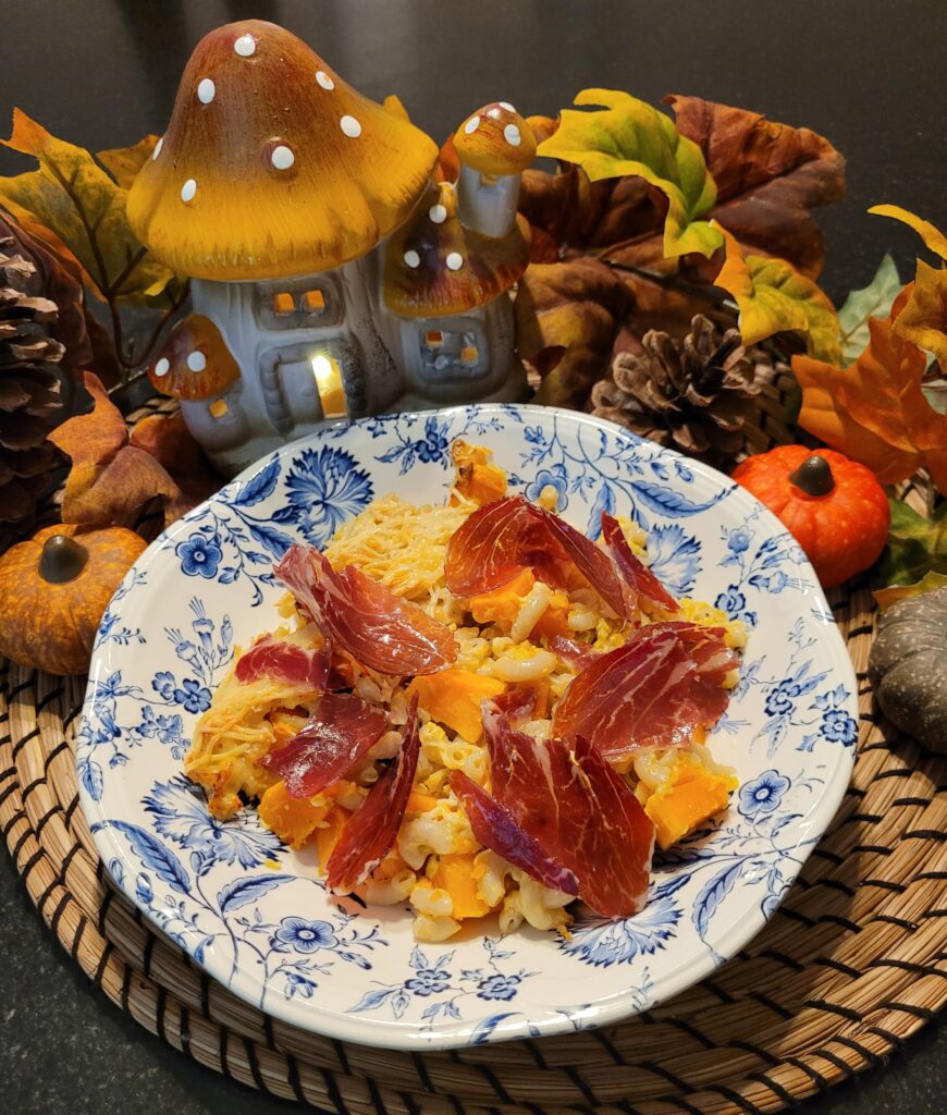 recette coqui-lloween coquillettes potimarron jambon saveurs câlines ferme normandie